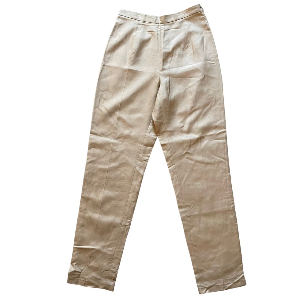 Ann Taylor 100% Silk Beige High Waist Flat Front Trouser Pants NWT Size 2